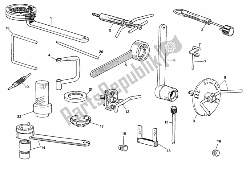 Alle onderdelen voor de Werkplaatsgereedschap, Motor van de Ducati Supersport 400 SS 1993